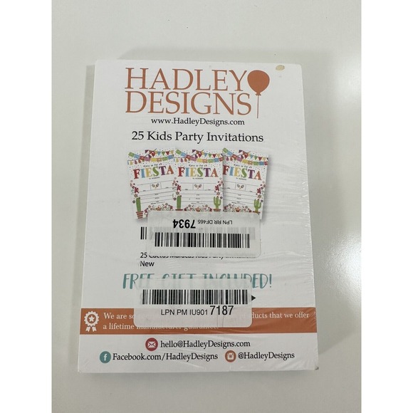 Hadley Designs Fiesta Party‎ Invitations Kids Birthday 25 Pack Envelopes - Picture 1 of 3